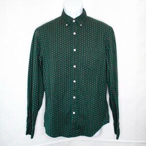 J Crew Mercantile Flex Button Up Shirt Mens M Green Floral Long Sleeve Slim L04X